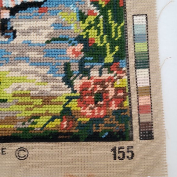 Completed Vintage French Lady Needlepoint Needlework 9x21 Margot De Paris - Picture 5 of 7